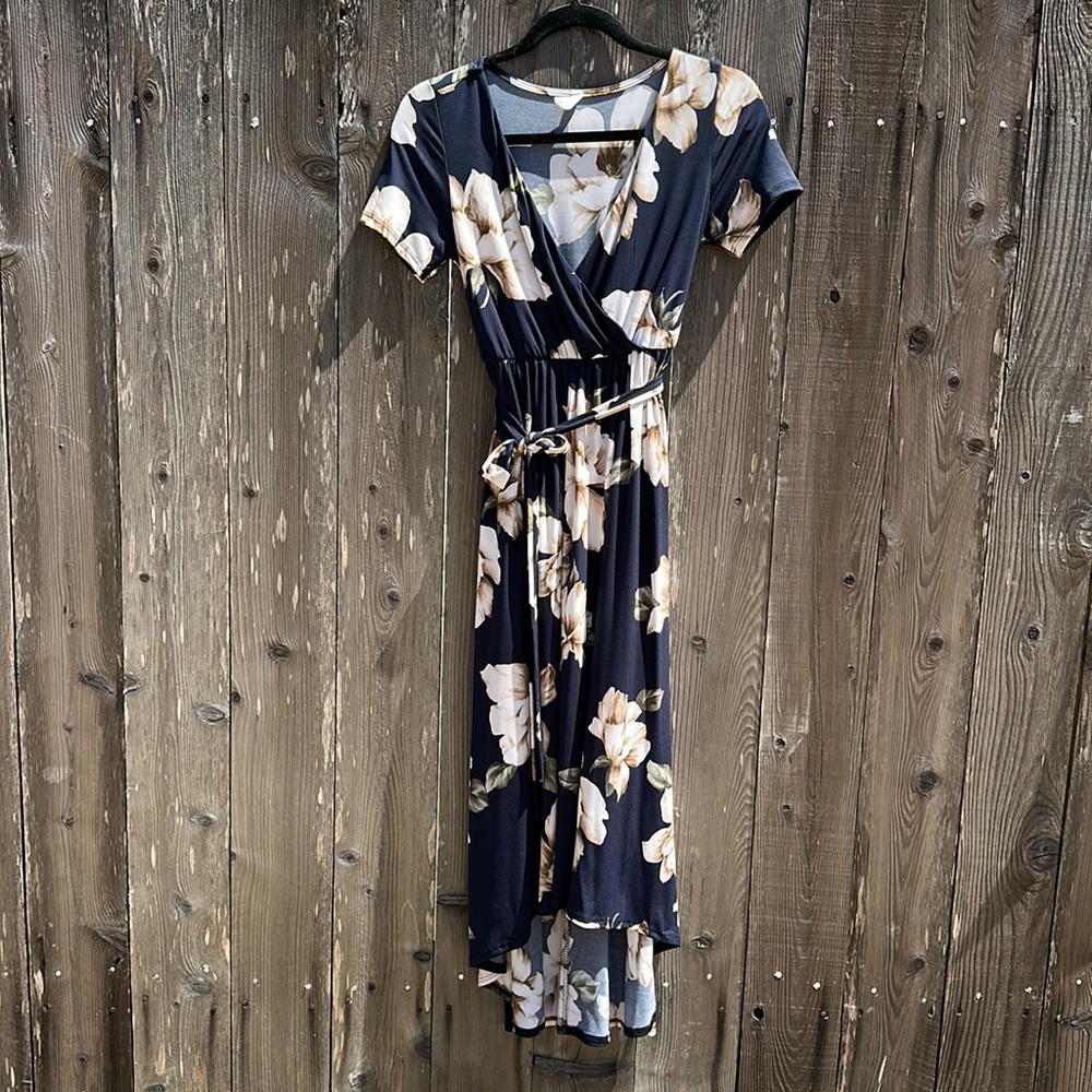 Pinkblush Maternity high/low wrap dress with tie front (S).